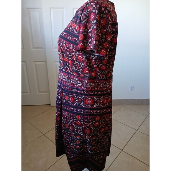 Chico's Floral Striped Print Short Sleeve Dress Knee Length Size 3 XL Stretch - Picture 5 of 15